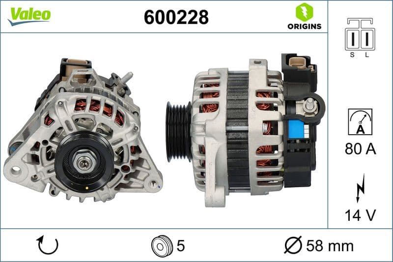 Generator / Alternator VALEO ORIGINS NEW OE TECHNOLOGY 600228