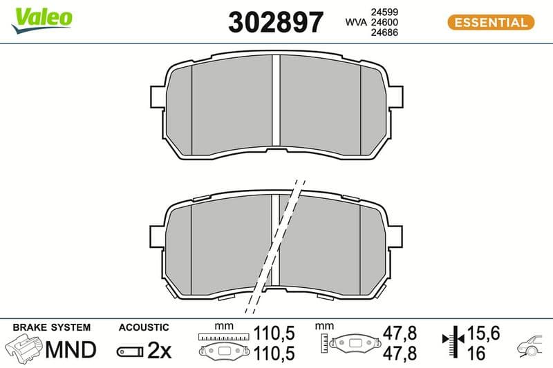 set placute frana,frana disc VALEO 302897