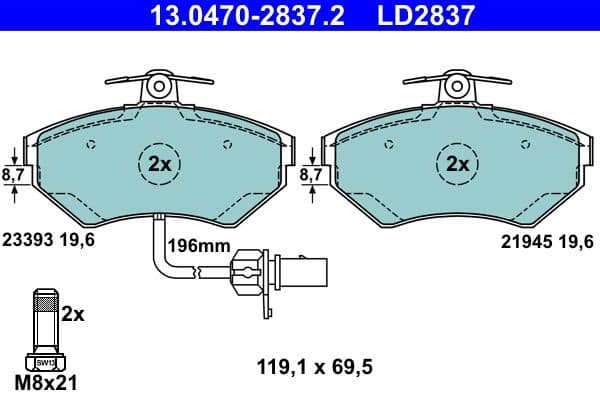 set placute frana,frana disc ATE Ceramic 13.0470-2837.2