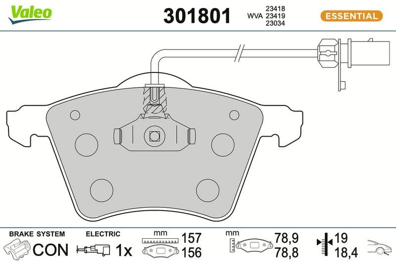 set placute frana,frana disc VALEO ESSENTIAL 301801