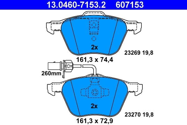 set placute frana,frana disc ATE 13.0460-7153.2