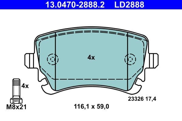 set placute frana,frana disc ATE Ceramic 13.0470-2888.2