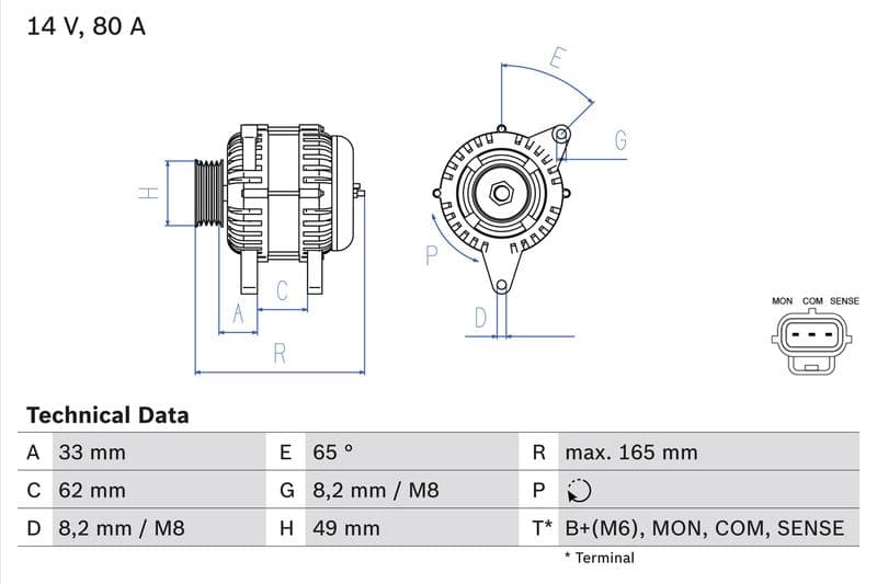 Generator / Alternator BOSCH 0 986 044 671