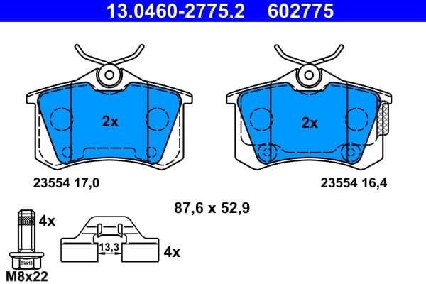 set placute frana,frana disc ATE 13.0460-2775.2