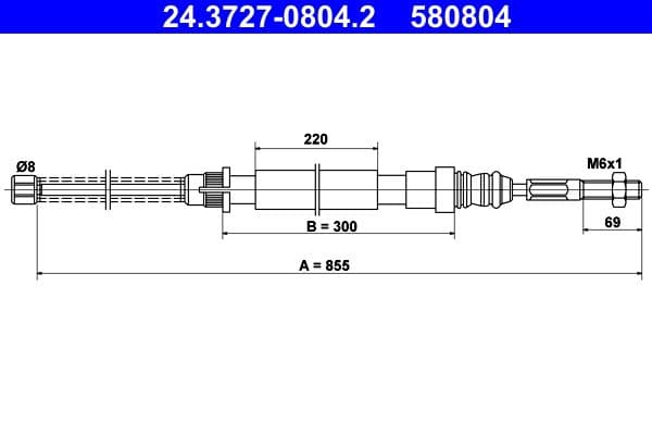 Cablu, frana de parcare ATE 24.3727-0804.2