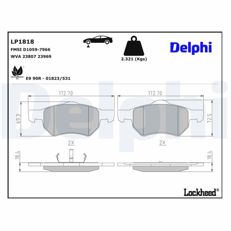 set placute frana,frana disc DELPHI LP1818