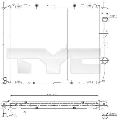 Radiator, racire motor TYC 728-0014
