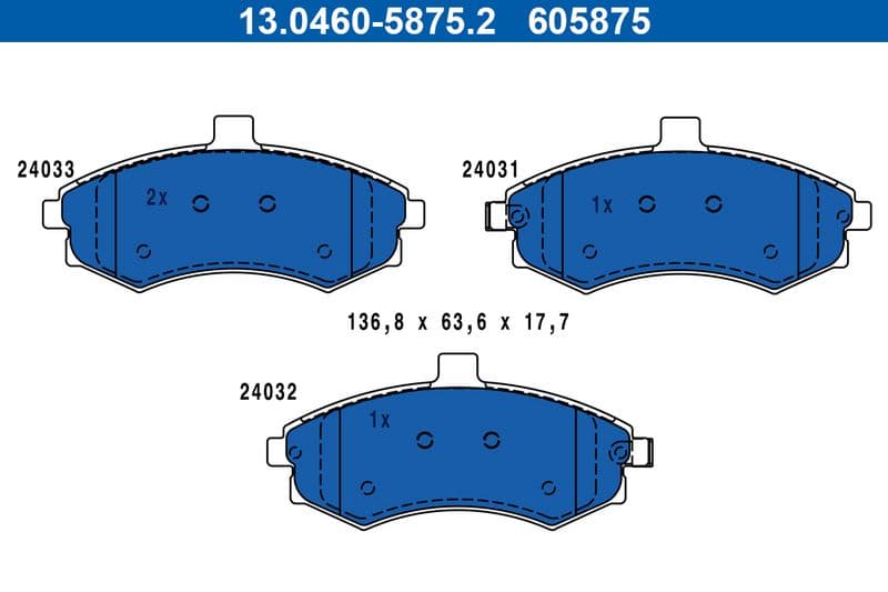 set placute frana,frana disc ATE 13.0460-5875.2