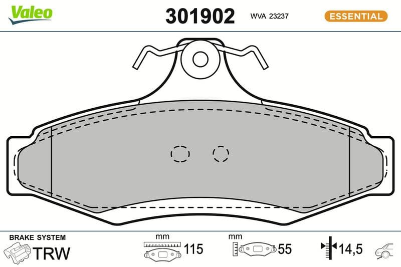 set placute frana,frana disc VALEO ESSENTIAL 301902