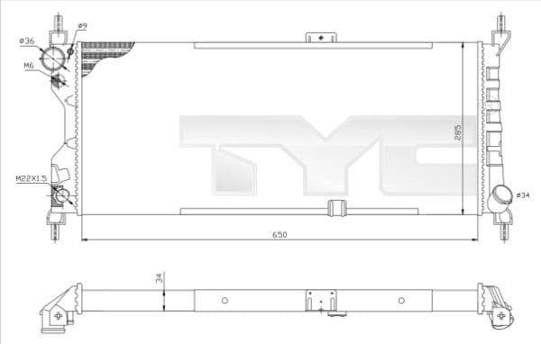 Radiator, racire motor TYC 725-0019-R