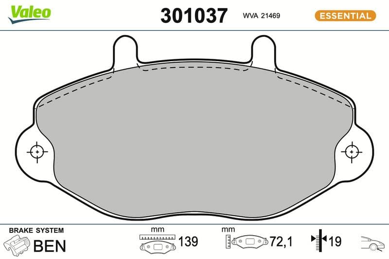 set placute frana,frana disc VALEO ESSENTIAL 301037