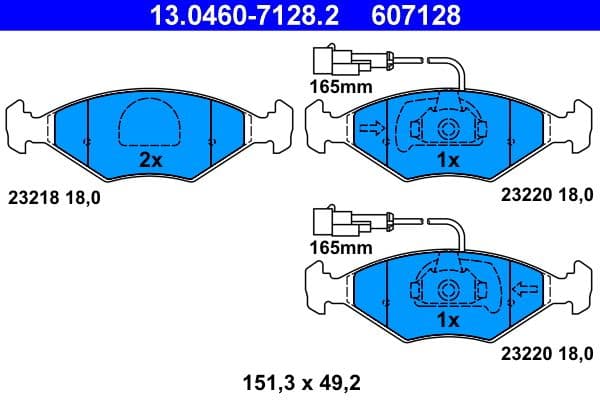 set placute frana,frana disc ATE 13.0460-7128.2
