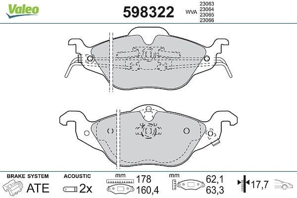 set placute frana,frana disc VALEO 598322