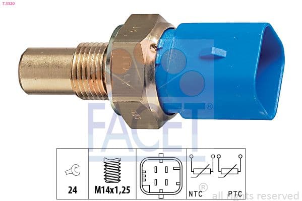 senzor,temperatura lichid de racire FACET Made in Italy - OE Equivalent 7.3320