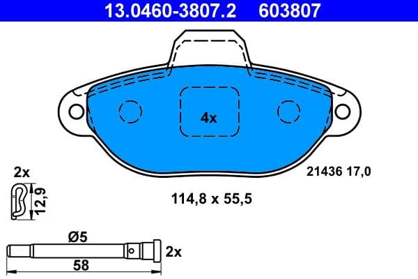 set placute frana,frana disc ATE 13.0460-3807.2
