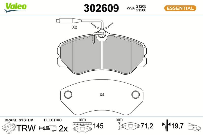 set placute frana,frana disc VALEO ESSENTIAL 302609