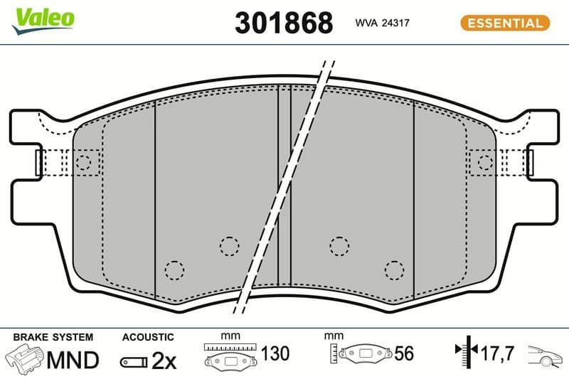 set placute frana,frana disc VALEO ESSENTIAL 301868
