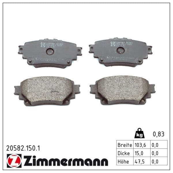 set placute frana,frana disc ZIMMERMANN 20582.150.1