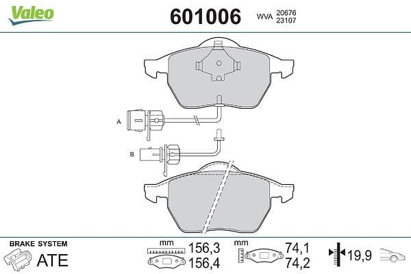 set placute frana,frana disc VALEO 601006