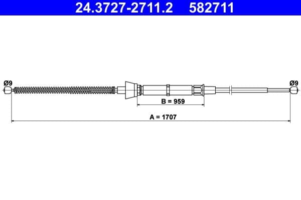Cablu, frana de parcare ATE 24.3727-2711.2