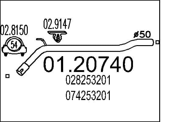 Racord evacuare MTS 01.20740