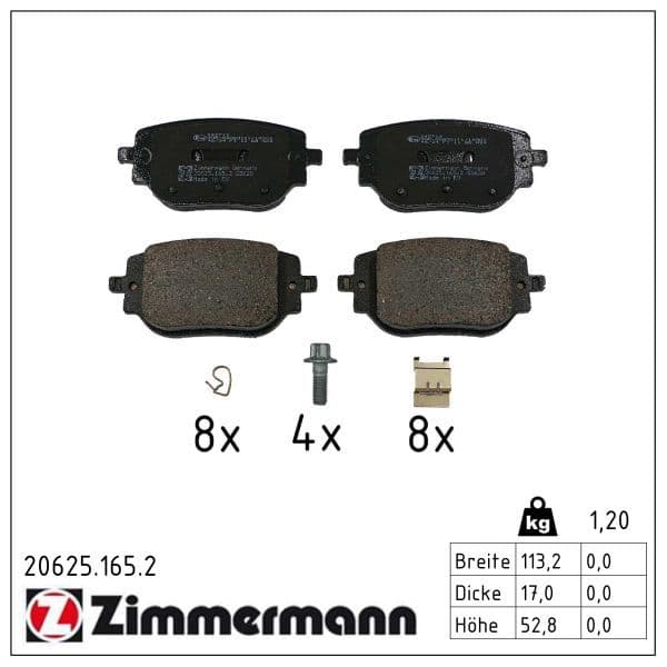 set placute frana,frana disc ZIMMERMANN 20625.165.2