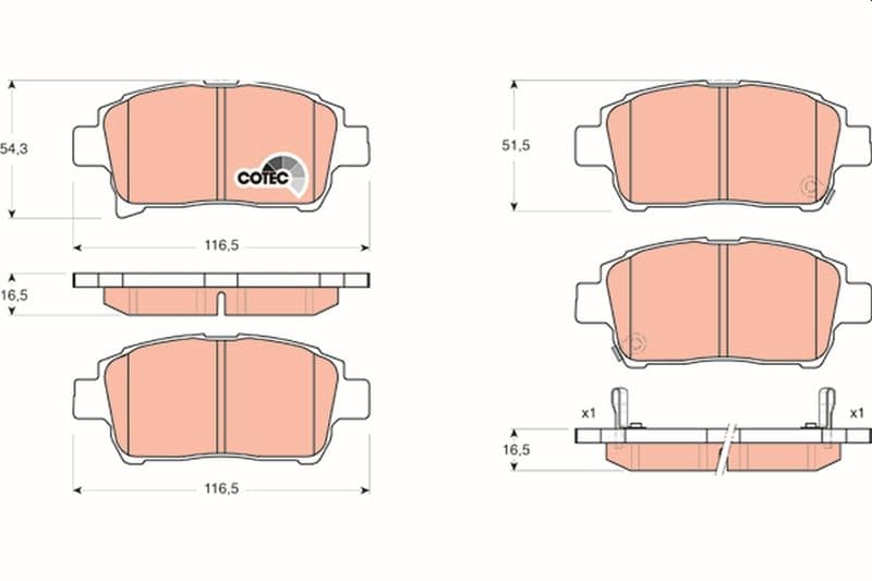 set placute frana,frana disc TRW COTEC GDB3317
