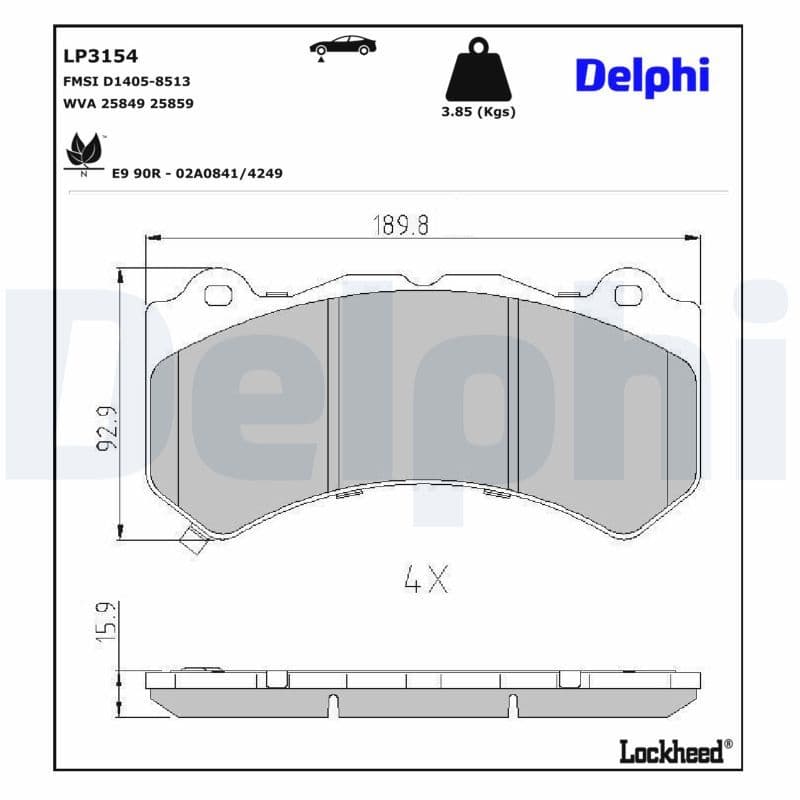 set placute frana,frana disc DELPHI LP3154