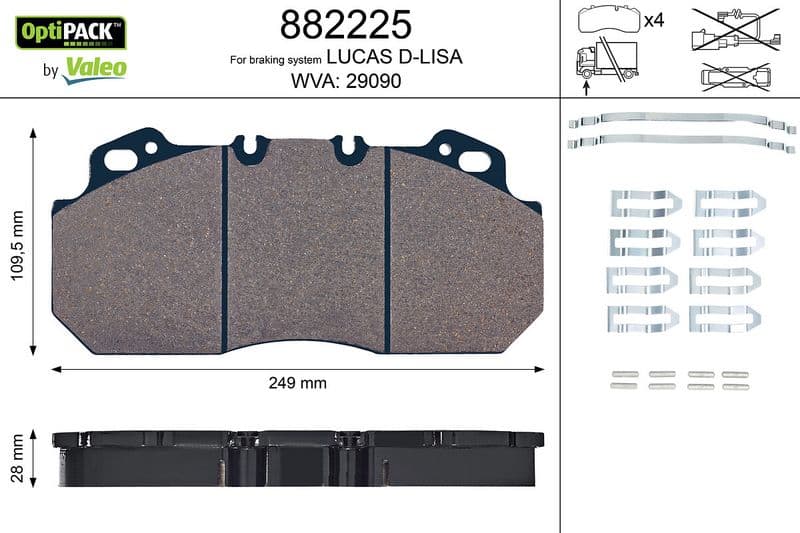 set placute frana,frana disc VALEO OPTIPACK 882225