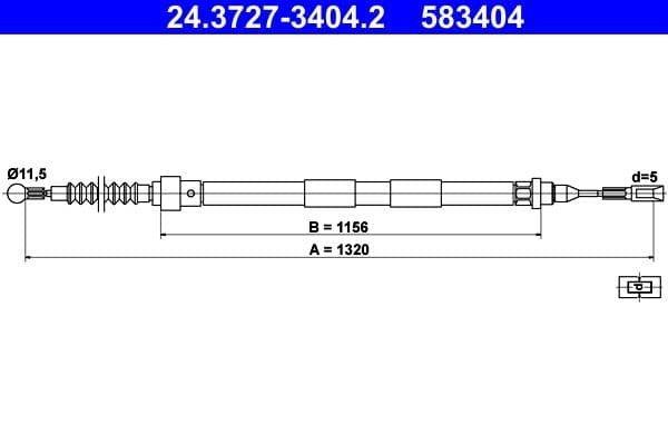 Cablu, frana de parcare ATE 24.3727-3404.2