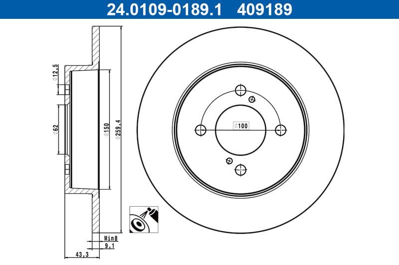 Disc frana ATE 24.0109-0189.1