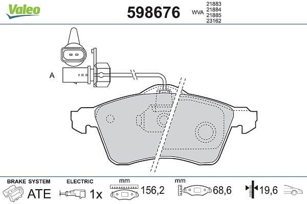 set placute frana,frana disc VALEO 598676