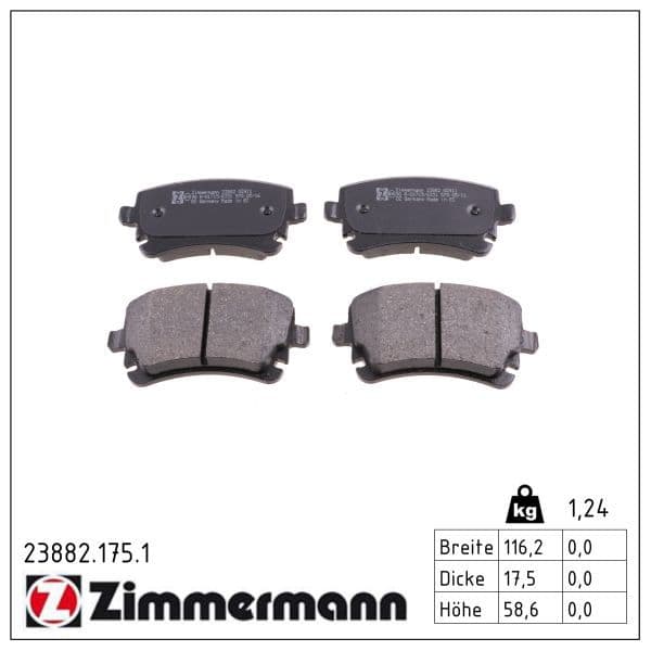 set placute frana,frana disc ZIMMERMANN 23882.175.1