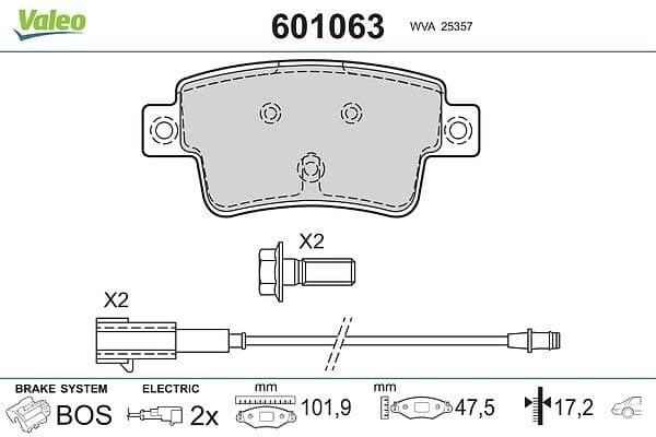 set placute frana,frana disc VALEO 601063
