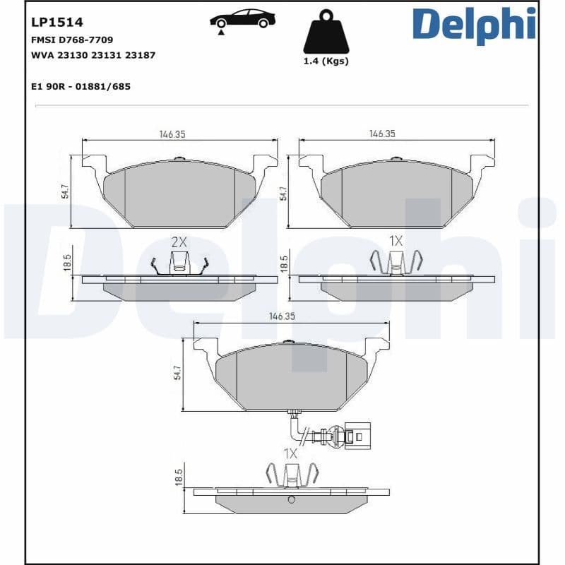 set placute frana,frana disc DELPHI LP1514