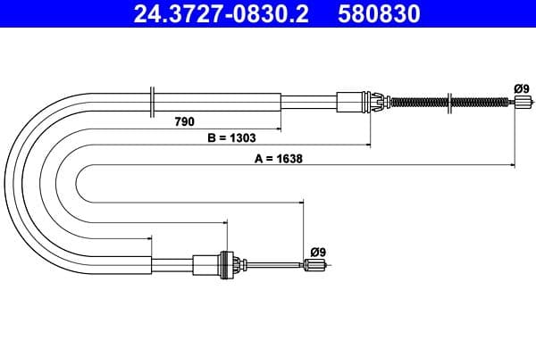 Cablu, frana de parcare ATE 24.3727-0830.2