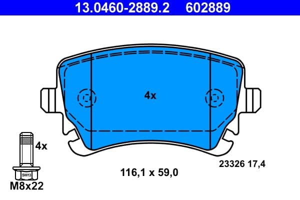 set placute frana,frana disc ATE 13.0460-2889.2