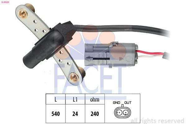 Senzor impulsuri, arbore cotit FACET 9.0020