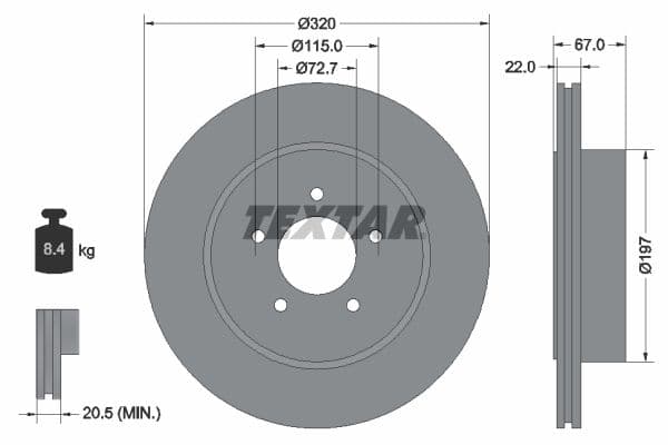 Disc frana TEXTAR PRO+ 92177205