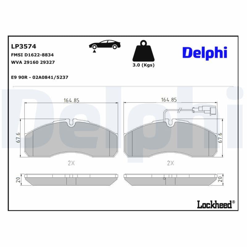 set placute frana,frana disc DELPHI LP3574