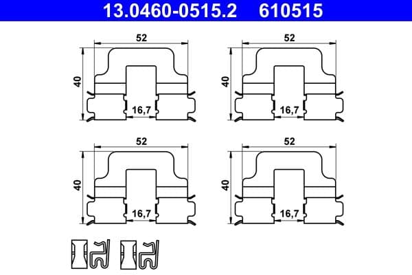 Set accesorii, placute frana ATE 13.0460-0515.2