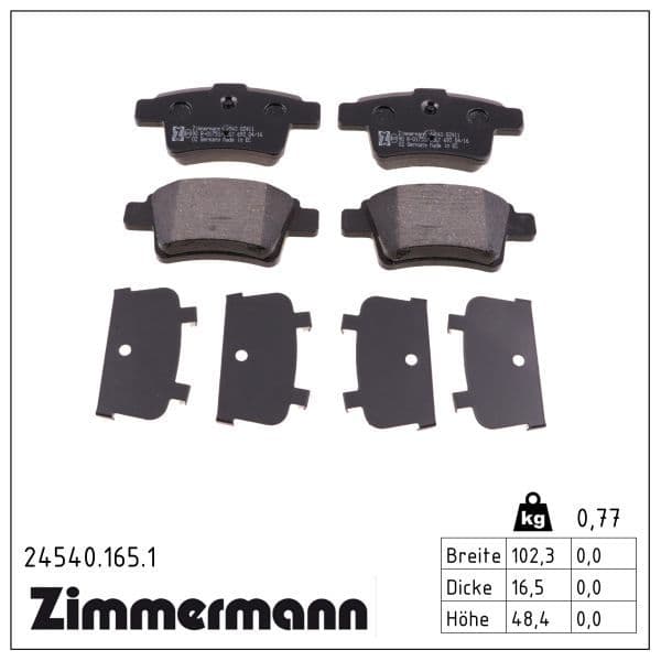set placute frana,frana disc ZIMMERMANN 24540.165.1