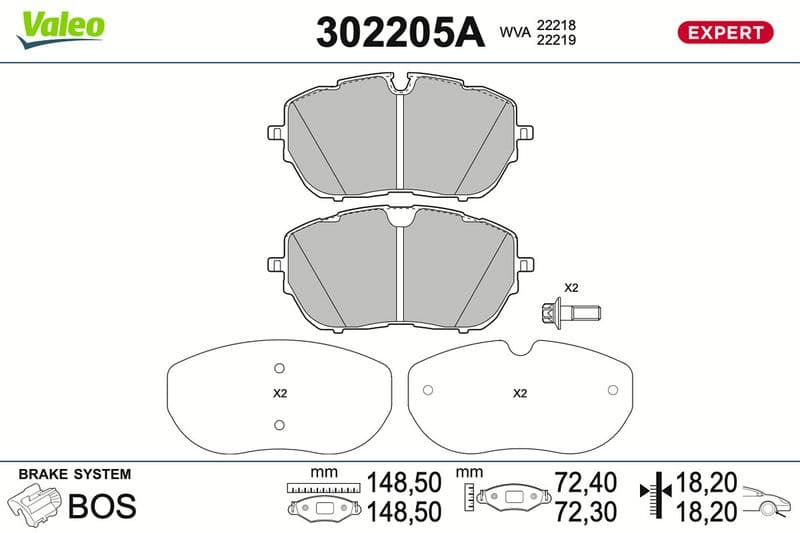 set placute frana,frana disc VALEO 302205A