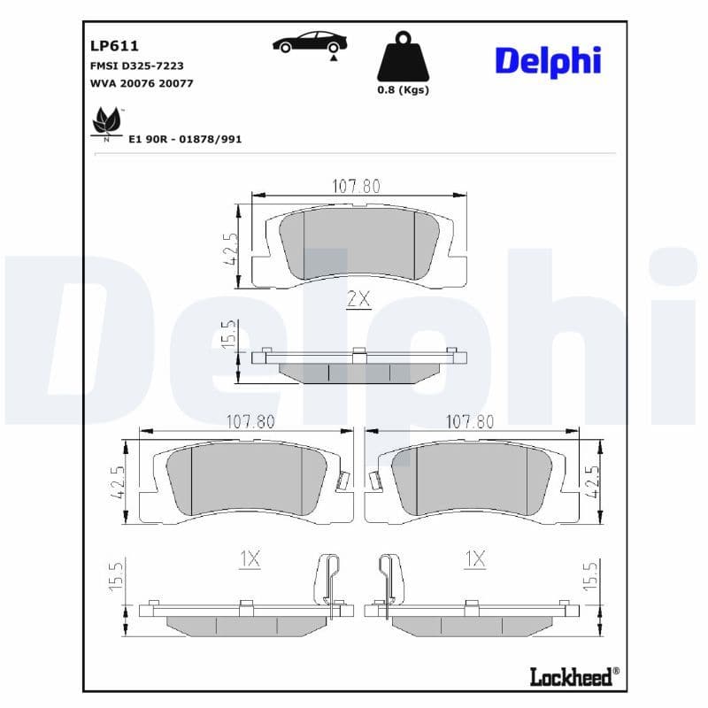 set placute frana,frana disc DELPHI LP611