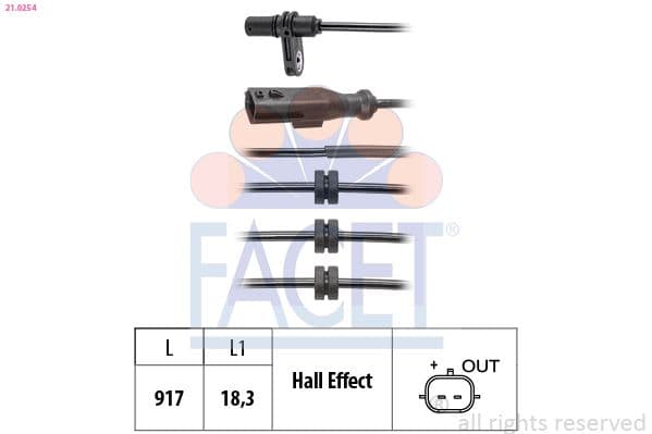 senzor,turatie roata FACET Made in Italy - OE Equivalent 21.0254