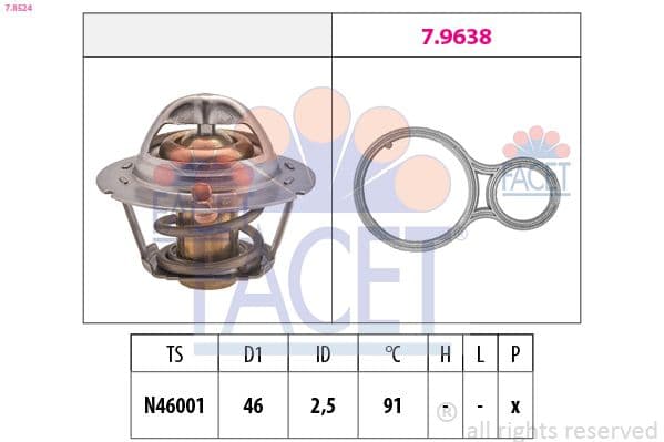 termostat,lichid racire FACET Made in Italy - OE Equivalent 7.8524