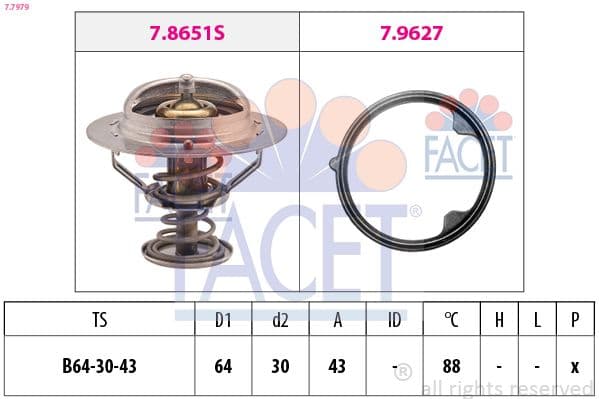 termostat,lichid racire FACET Made in Italy - OE Equivalent 7.7979
