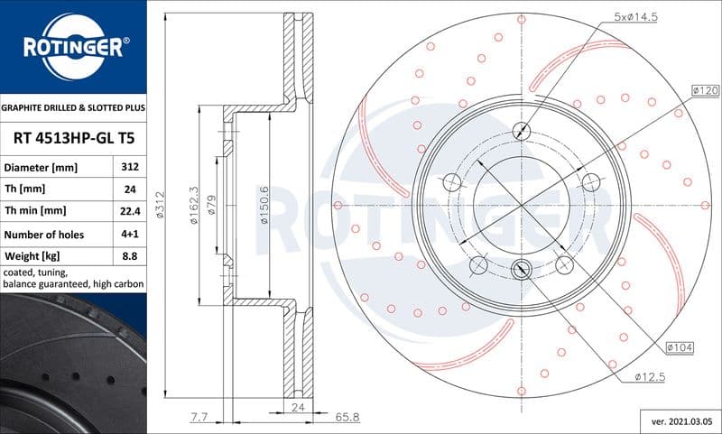 Disc frana ROTINGER RT 4513HP-GL T5
