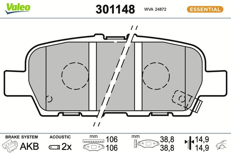 set placute frana,frana disc VALEO ESSENTIAL 301148