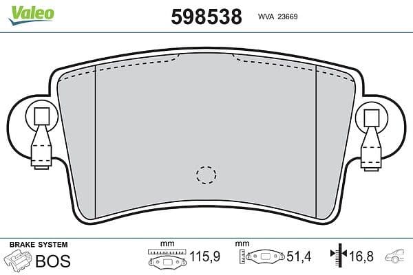 set placute frana,frana disc VALEO 598538